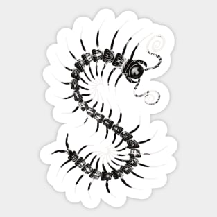 Black and White Centipede Sticker